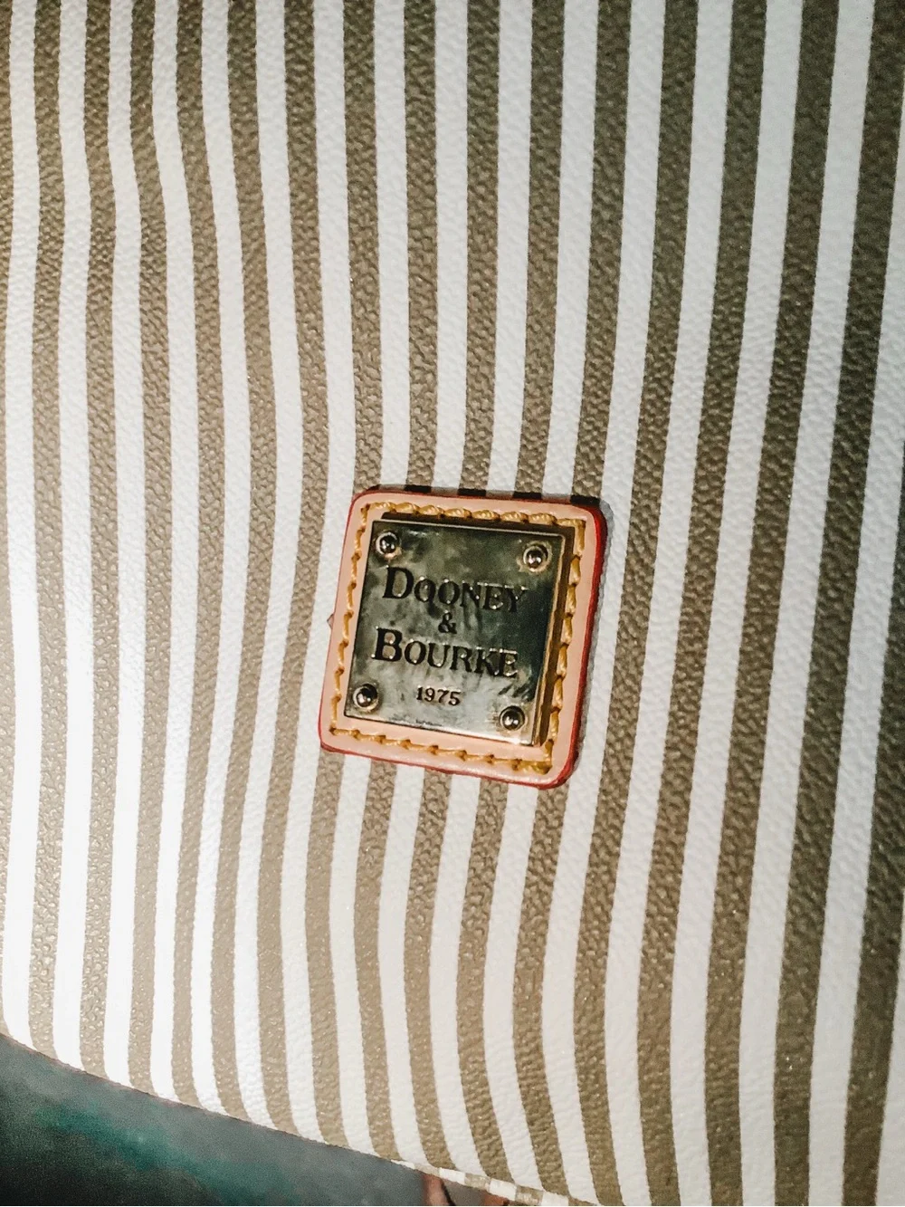 NWOT Dooney & Bourke Striped Darcy Satchel in Beige and Red